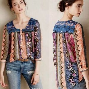 Anthropologie Vanessa Virginia Embroidered Peasant Blouse​​​